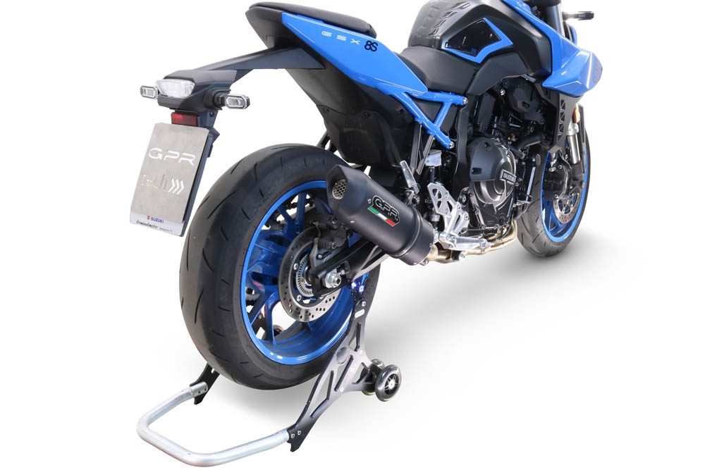 Pot echappement compatible avec Suzuki Gsx-8R 2022-2024, Furore Evo4 Nero, Homologué et légal, système d'échappement complet avec catalyseur et db killer amovible 