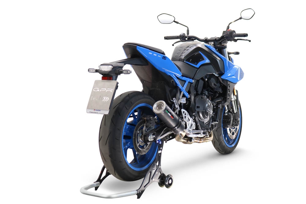 Pot echappement compatible avec Suzuki Gsx-8R 2022-2024, M3 Black Titanium, Pot d'échappement complet racing, compris de collecteur et db killer amovible, sans homologation 