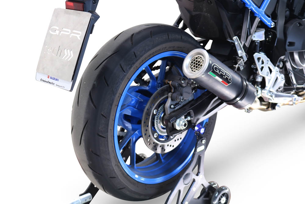 Pot echappement compatible avec Suzuki Gsx-8R 2022-2024, M3 Black Titanium, Pot d'échappement complet racing, compris de collecteur et db killer amovible, sans homologation 