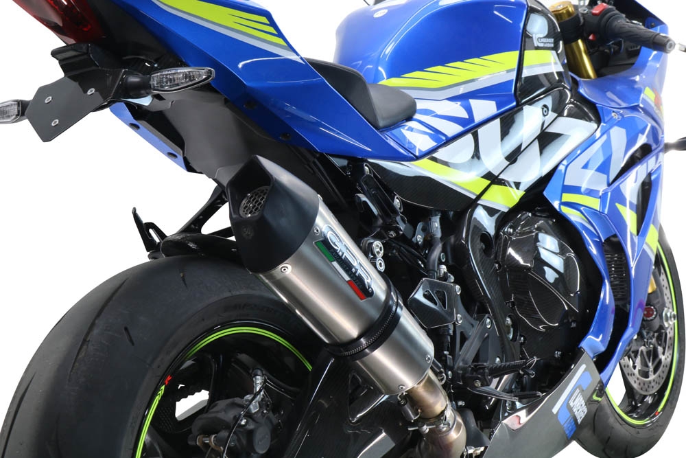 Pot echappement compatible avec Suzuki Gsx-R 1000 - 1000 R 2017-2020, GP Evo4 Titanium, Échappement légal, homologué,silencieux avec db killer amovible et tuyau de liaison spécifique 