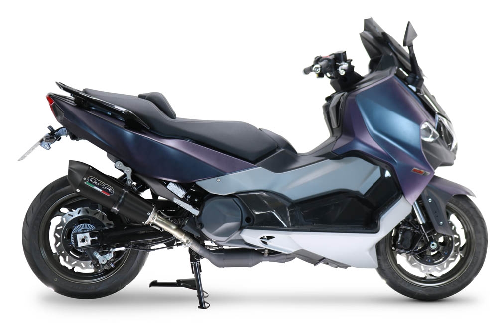 Pot echappement compatible avec Sym Maxsym TL 508 2021-2024, GP Evo4 Black Titanium, Échappement légal, homologué,silencieux avec db killer amovible et tuyau de liaison spécifique 