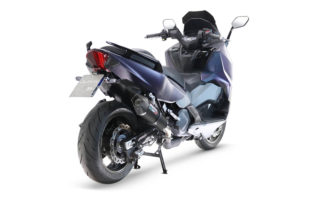 Pot echappement compatible avec Sym Maxsym TL 508 2021-2024, GP Evo4 Black Titanium, Échappement légal, homologué,silencieux avec db killer amovible et tuyau de liaison spécifique 