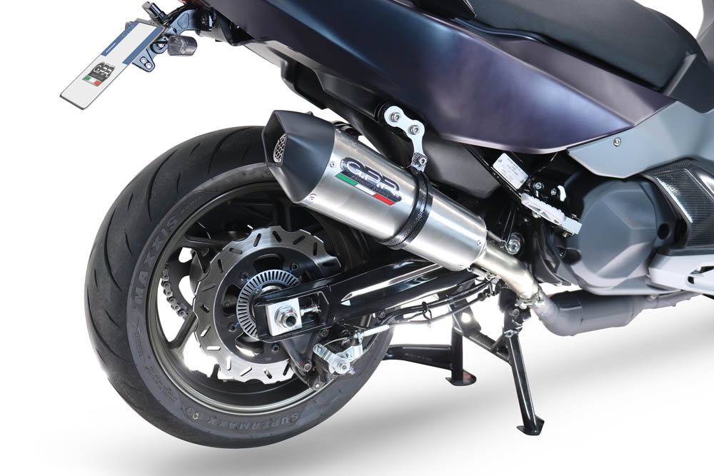 GPR pot echappement compatible avec  Sym Maxsym TL 508 2021-2024, New Grand Prix Evo Titanium, Échappement légal, homologué,silencieux avec db killer amovible et tuyau de liaison spécifique 