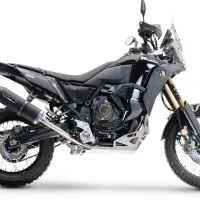 Pot echappement compatible avec Yamaha Tenere 700 2021-2024, Decatalizzatore + Paracoppa Titanio, Décatalyseur plus plaque de protection moteur en titane 