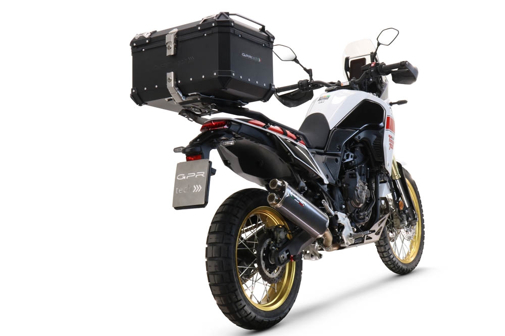 Top case en aluminium, couleur argent avec  porte-bagases y plaque spécifique Top-case GPR TECH compatible avec  Yamaha Tenere 700 2021/2024 e5