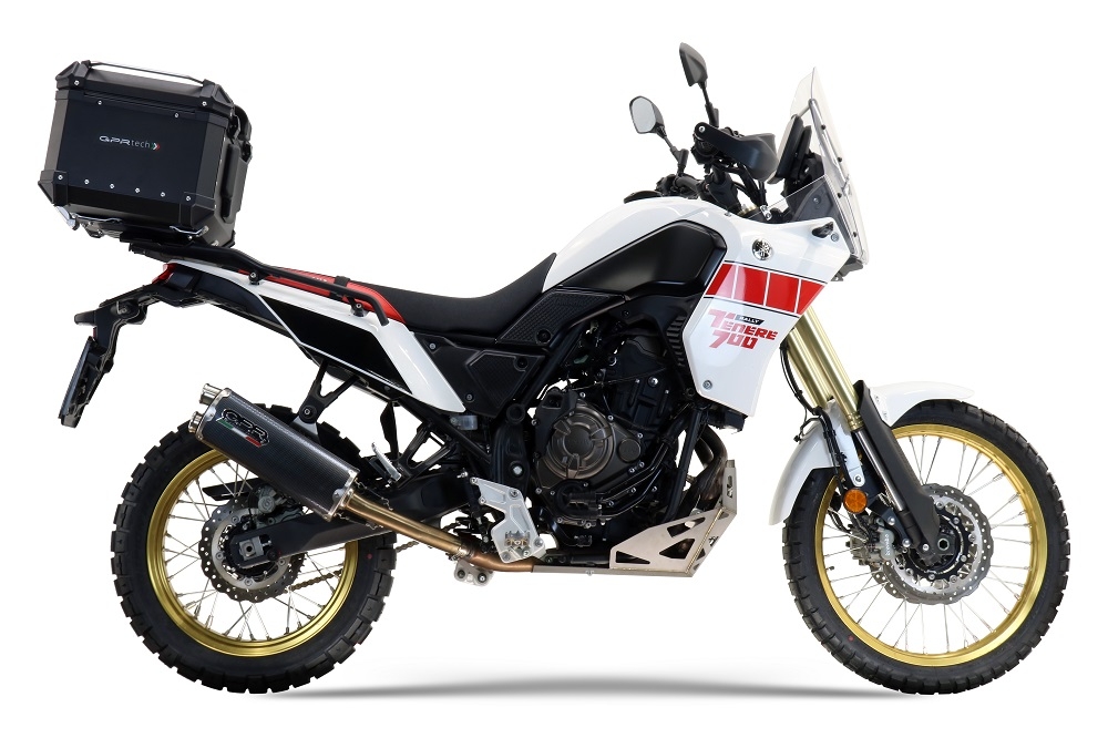 Pot echappement compatible avec Yamaha Tenere 700 2021-2024, Dual Poppy, Échappement légal, homologué,silencieux avec db killer amovible et tuyau de liaison spécifique 