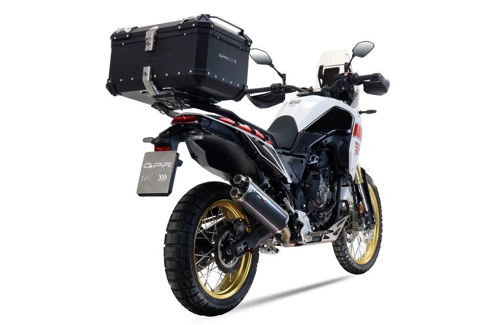 Pot echappement compatible avec Yamaha Tenere 700 2021-2024, Dual Poppy, Échappement légal, homologué,silencieux avec db killer amovible et tuyau de liaison spécifique 