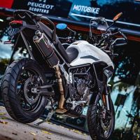 Pot echappement compatible avec Triumph Tiger 850 2020-2024, Dual Poppy, Échappement légal, homologué,silencieux avec db killer amovible et tuyau de liaison spécifique 
