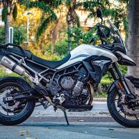 GPR pot echappement compatible avec  Triumph Tiger 900 2020-2023, New Grand Prix Evo Titanium, Échappement légal, homologué,silencieux avec db killer amovible et tuyau de liaison spécifique 