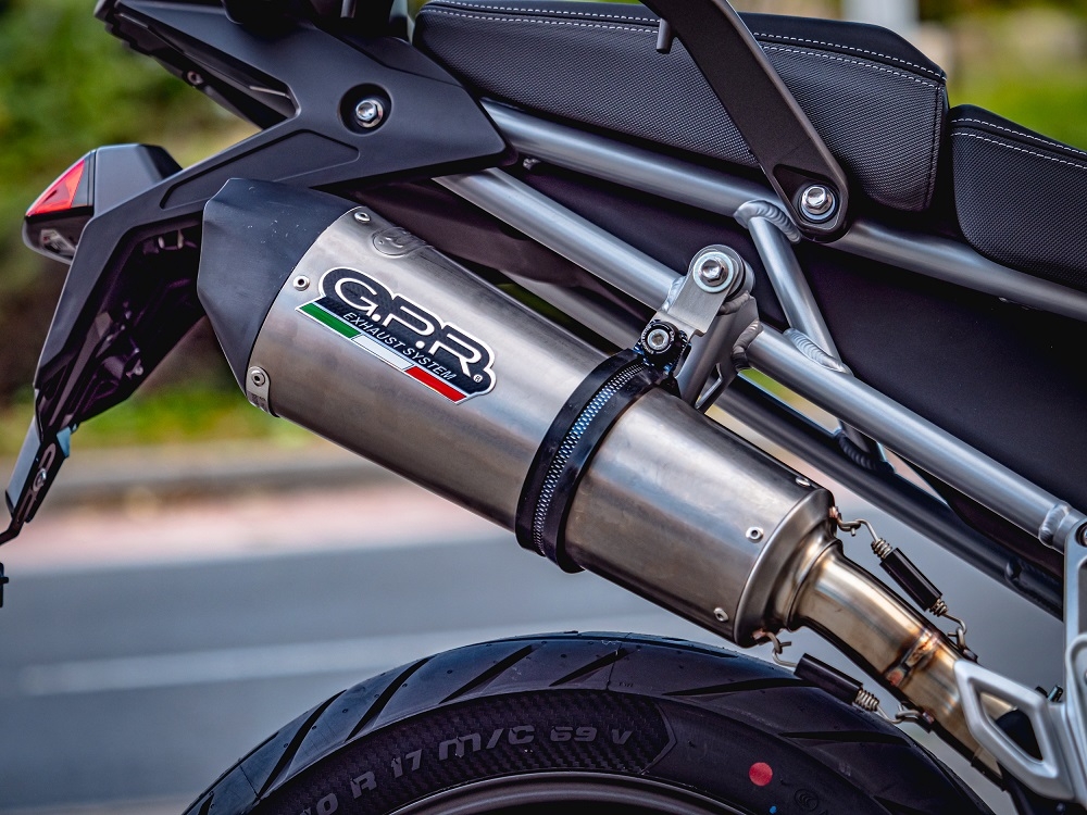 GPR pot echappement compatible avec  Triumph Tiger 900 2020-2023, New Grand Prix Evo Titanium, Échappement légal, homologué,silencieux avec db killer amovible et tuyau de liaison spécifique 