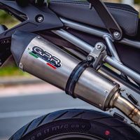 GPR pot echappement compatible avec  Triumph Tiger 900 2020-2023, New Grand Prix Evo Titanium, Échappement légal, homologué,silencieux avec db killer amovible et tuyau de liaison spécifique 