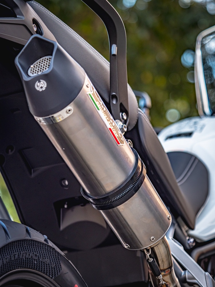 GPR pot echappement compatible avec  Triumph Tiger 900 2020-2023, New Grand Prix Evo Titanium, Échappement légal, homologué,silencieux avec db killer amovible et tuyau de liaison spécifique 