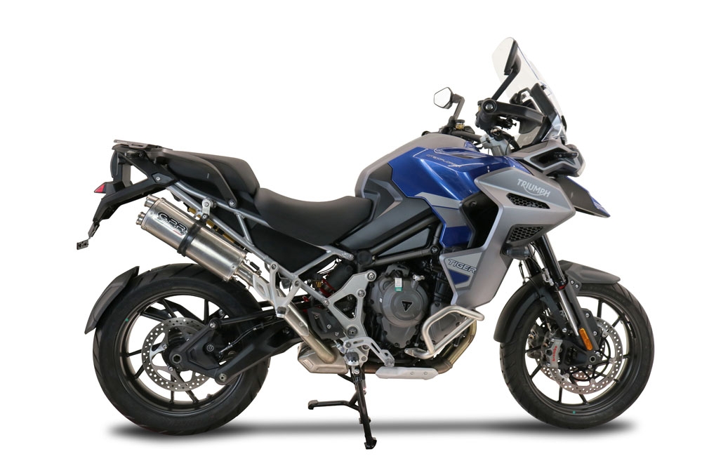 Pot echappement compatible avec Triumph Tiger 1200 Gt - Rally 2022-2024, Dual Inox, Échappement légal, homologué,silencieux avec db killer amovible et tuyau de liaison spécifique 