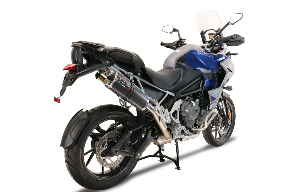 Pot echappement compatible avec Triumph Tiger 1200 Gt - Rally 2022-2024, Dual Poppy, Échappement légal, homologué,silencieux avec db killer amovible et tuyau de liaison spécifique 