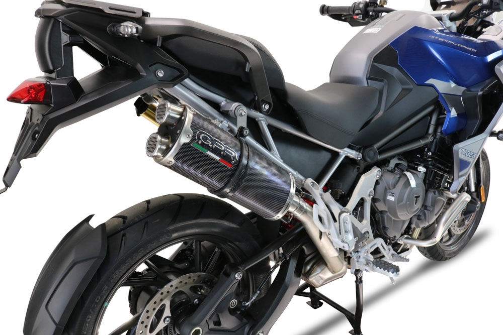 Pot echappement compatible avec Triumph Tiger 1200 Gt - Rally 2022-2024, Dual Poppy, Échappement légal, homologué,silencieux avec db killer amovible et tuyau de liaison spécifique 