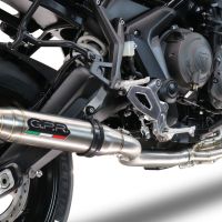 Pot echappement compatible avec Triumph Trident 660 2021-2024, Deeptone Inox, Pot d'échappement complet racing, compris de collecteur et db killer amovible, sans homologation 