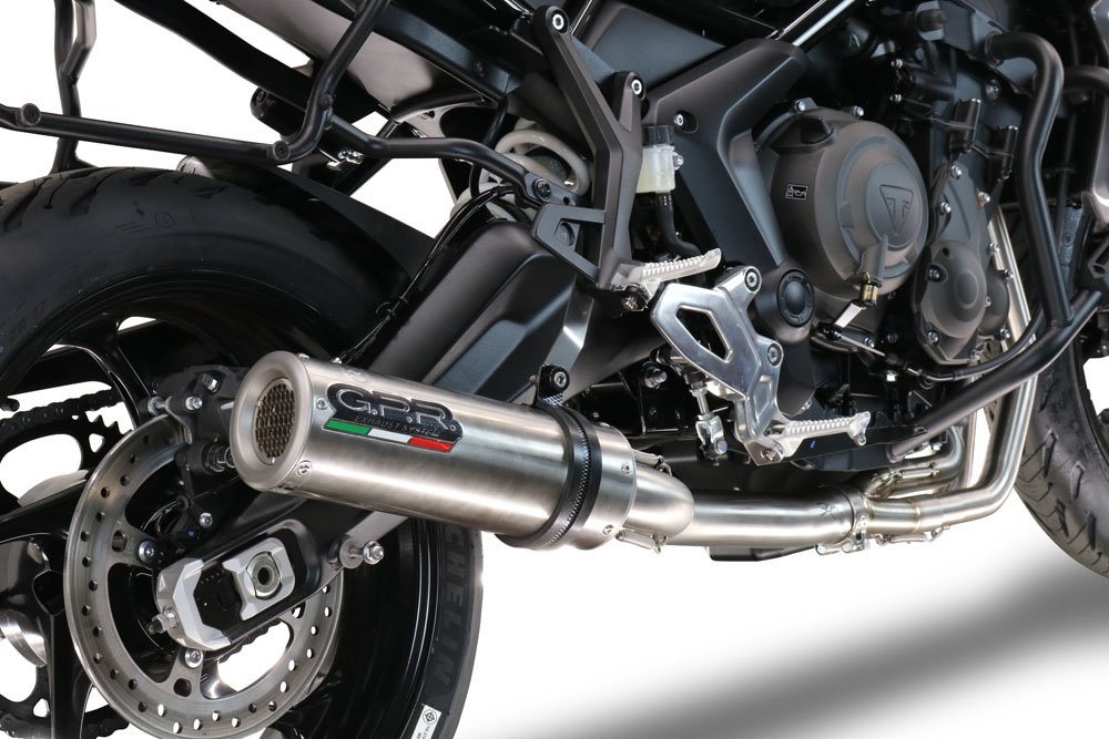 Pot echappement compatible avec Triumph Tiger Sport 660 2022-2024, M3 Inox , Homologué et légal, système d'échappement complet avec catalyseur et db killer amovible 