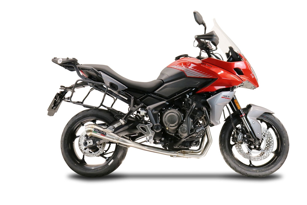 Pot echappement compatible avec Triumph Tiger Sport 660 2022-2024, Powercone Evo, Homologué et légal, système d'échappement complet avec catalyseur et db killer amovible 