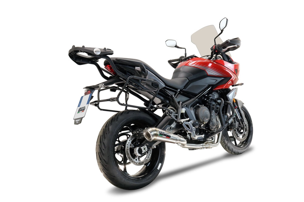 Pot echappement compatible avec Triumph Tiger Sport 660 2022-2024, Powercone Evo, Homologué et légal, système d'échappement complet avec catalyseur et db killer amovible 