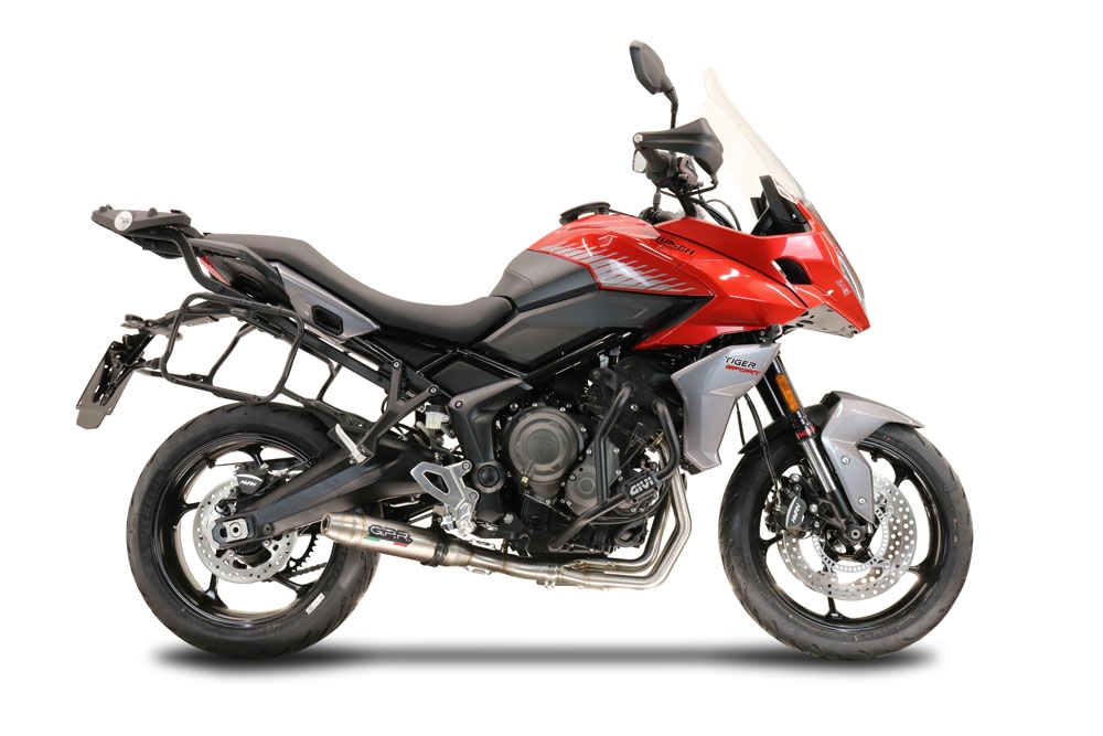 Pot echappement compatible avec Triumph Tiger Sport 660 2022-2024, Deeptone Inox, Pot d'échappement complet racing, compris de collecteur et db killer amovible, sans homologation 