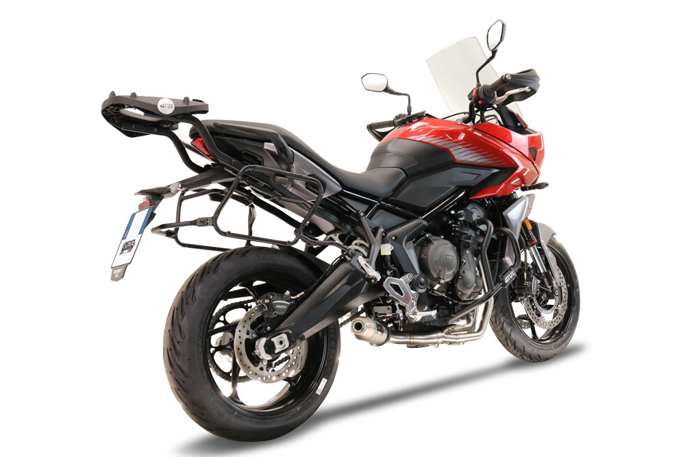 Pot echappement compatible avec Triumph Tiger Sport 660 2022-2024, Deeptone Inox, Pot d'échappement complet racing, compris de collecteur et db killer amovible, sans homologation 