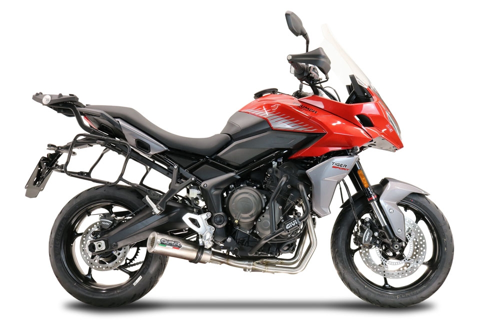 Pot echappement compatible avec Triumph Tiger Sport 660 2022-2024, M3 Inox , Pot d'échappement complet racing, compris de collecteur et db killer amovible, sans homologation 