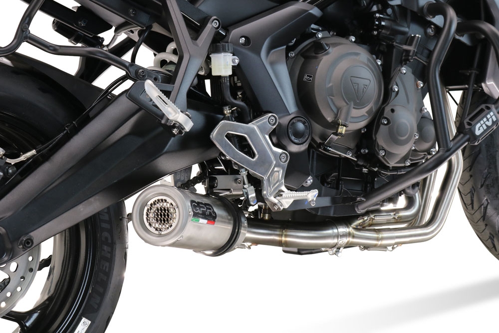 Pot echappement compatible avec Triumph Tiger Sport 660 2022-2024, M3 Inox , Pot d'échappement complet racing, compris de collecteur et db killer amovible, sans homologation 