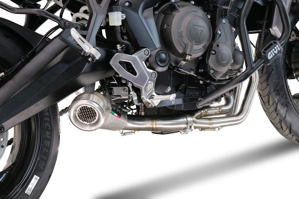 Pot echappement compatible avec Triumph Tiger Sport 660 2022-2024, Powercone Evo, Homologué et légal, système d'échappement complet avec catalyseur et db killer amovible 
