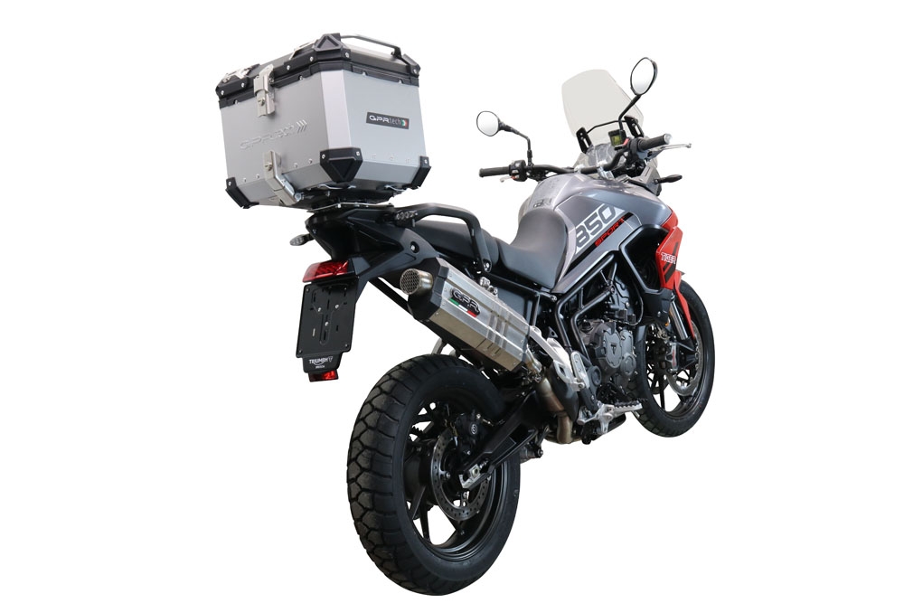 Top case en aluminium, couleur argent avec plaque spécifique incluse Top-case GPR TECH compatible avec  Triumph Tiger 900 2020/2023 e5