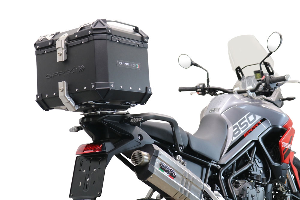 Top case en aluminium, couleur noire avec plaque spécifique incluse Top-case GPR TECH compatible avec  Triumph Tiger 900 2020/2023 e5