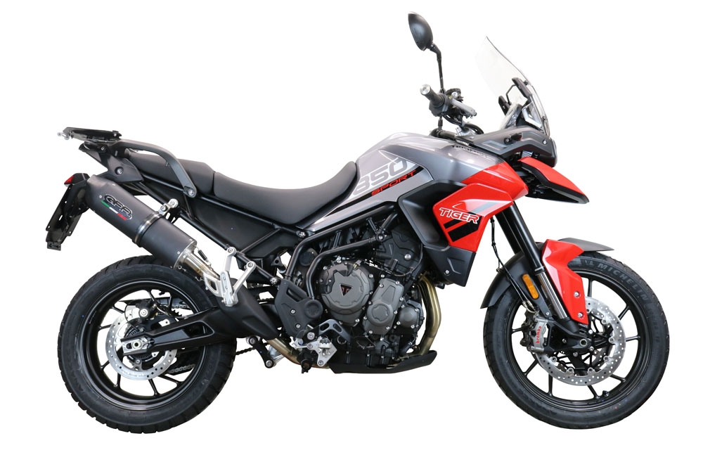 Pot echappement compatible avec Triumph Tiger 850 2020-2024, Furore Evo4 Nero, Échappement légal, homologué,silencieux avec db killer amovible et tuyau de liaison spécifique 