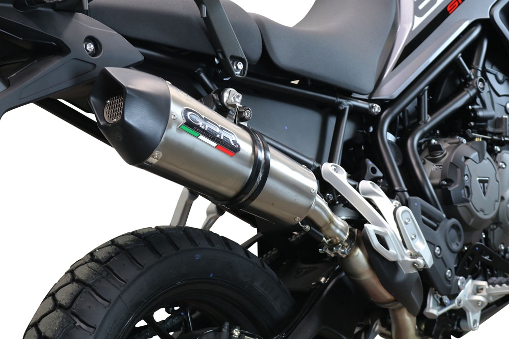 GPR pot echappement compatible avec  Triumph Tiger 850 2020-2024, New Grand Prix Evo Titanium, Échappement légal, homologué,silencieux avec db killer amovible et tuyau de liaison spécifique 