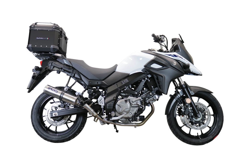 Top case en aluminium, couleur argent avec plaque spécifique incluse Top-case GPR TECH compatible avec  Suzuki V-Strom Dl 650 2021/2024 e5