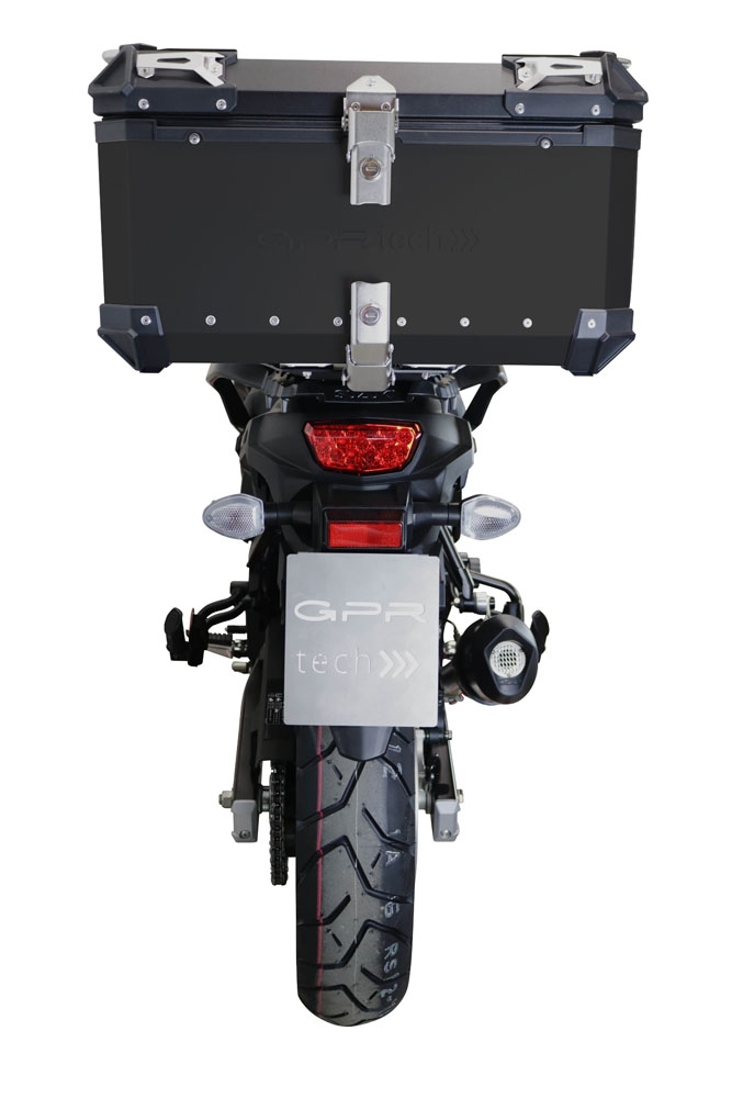 Top case en aluminium, couleur argent avec plaque spécifique incluse Top-case GPR TECH compatible avec  Suzuki V-Strom Dl 650 2017/2020 e4