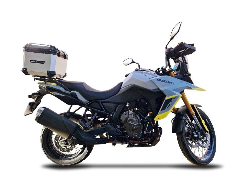 Top case en aluminium, couleur argent avec plaque spécifique incluse Top-case GPR TECH compatible avec  Suzuki V-Strom 800DE 2023/2024 e5