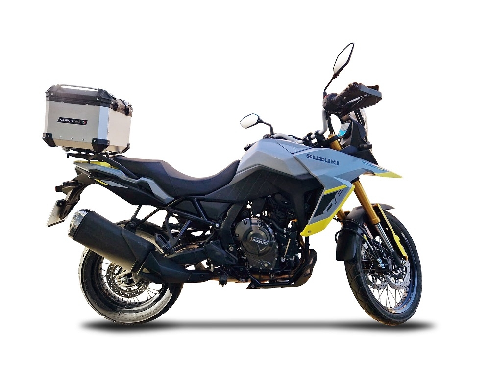 Top case en aluminium, couleur argent avec plaque spécifique incluse Top-case GPR TECH compatible avec  Suzuki V-Strom Dl 650 2021/2024 e5