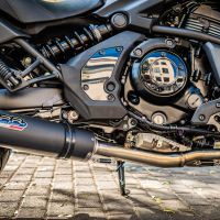 Pot echappement compatible avec Kawasaki Vulcan 650 S 2014-2016, M3 Black Titanium, Homologué et légal, système d'échappement complet avec catalyseur et db killer amovible 