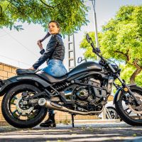Pot echappement compatible avec Kawasaki Vulcan 650 S 2017-2020, Powercone Evo, Homologué et légal, système d'échappement complet avec catalyseur et db killer amovible 