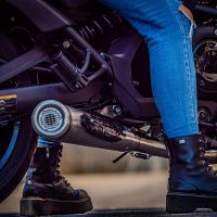 Pot echappement compatible avec Kawasaki Vulcan 650 S 2017-2020, Powercone Evo, Homologué et légal, système d'échappement complet avec catalyseur et db killer amovible 