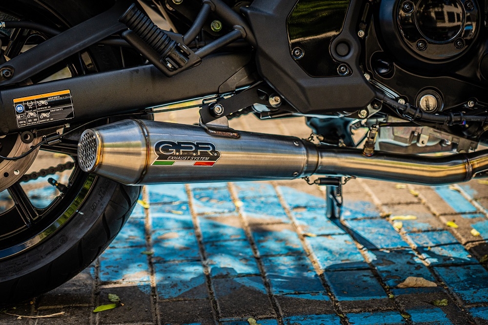 Pot echappement compatible avec Kawasaki Vulcan 650 S 2017-2020, Ultracone, Homologué et légal, système d'échappement complet avec catalyseur et db killer amovible 