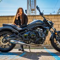 Pot echappement compatible avec Kawasaki Vulcan 650 S 2017-2020, Ultracone, Homologué et légal, système d'échappement complet avec catalyseur et db killer amovible 