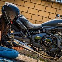 Pot echappement compatible avec Kawasaki Vulcan 650 S 2017-2020, Ultracone, Homologué et légal, système d'échappement complet avec catalyseur et db killer amovible 