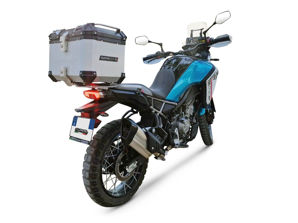 Top case en aluminium, couleur argent avec plaque spécifique incluse Top-case GPR TECH compatible avec  Cf Moto 450MT 2023/2025