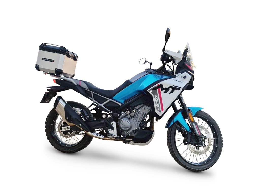 Top case en aluminium, couleur argent avec plaque spécifique incluse Top-case GPR TECH compatible avec  Cf Moto 450MT 2023/2025