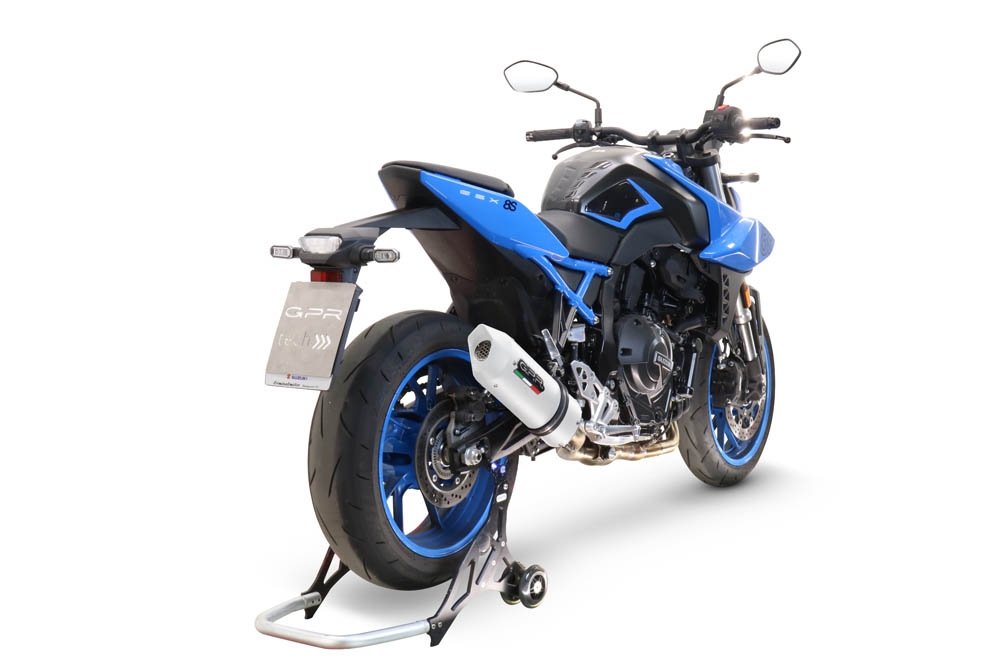 Pot echappement compatible avec Suzuki Gsx-8R 2022-2024, Albus Evo4, Homologué et légal, système d'échappement complet avec catalyseur et db killer amovible 