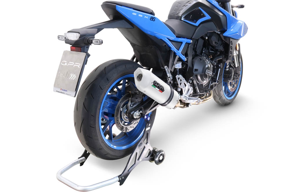 Pot echappement compatible avec Suzuki Gsx-8R 2022-2024, Albus Evo4, Homologué et légal, système d'échappement complet avec catalyseur et db killer amovible 