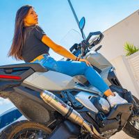 Pot echappement compatible avec Honda X-Adv 750 2021-2024, Deeptone Inox, Échappement légal, homologué,silencieux avec db killer amovible et tuyau de liaison spécifique 