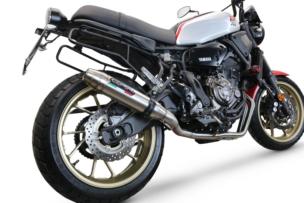 Pot echappement compatible avec Yamaha Xsr 700 2017-2020, Deeptone Inox, Pot d'échappement complet racing, compris de collecteur et db killer amovible, sans homologation 