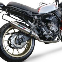 Pot echappement compatible avec Yamaha Xsr 700 2017-2020, Deeptone Inox, Pot d'échappement complet racing, compris de collecteur et db killer amovible, sans homologation 