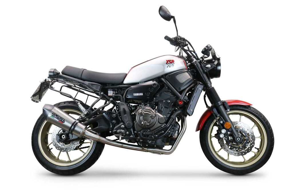 Pot echappement compatible avec Yamaha Xsr 700 2021-2024, GP Evo4 Titanium, Homologué et légal, système d'échappement complet avec catalyseur et db killer amovible 